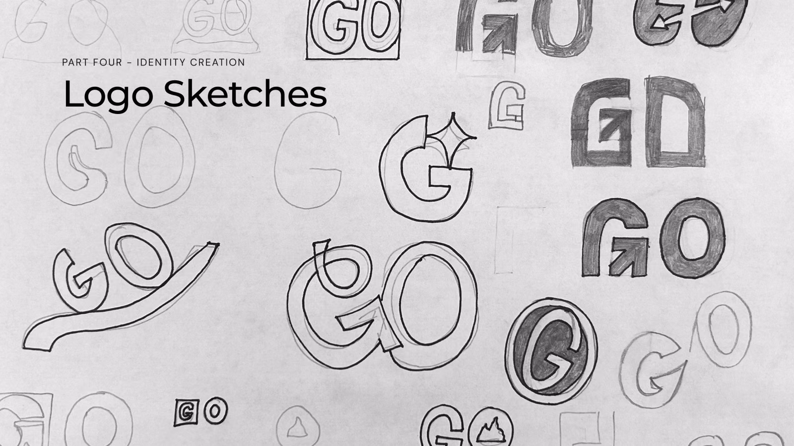 Hand-drawn GO logo sketches