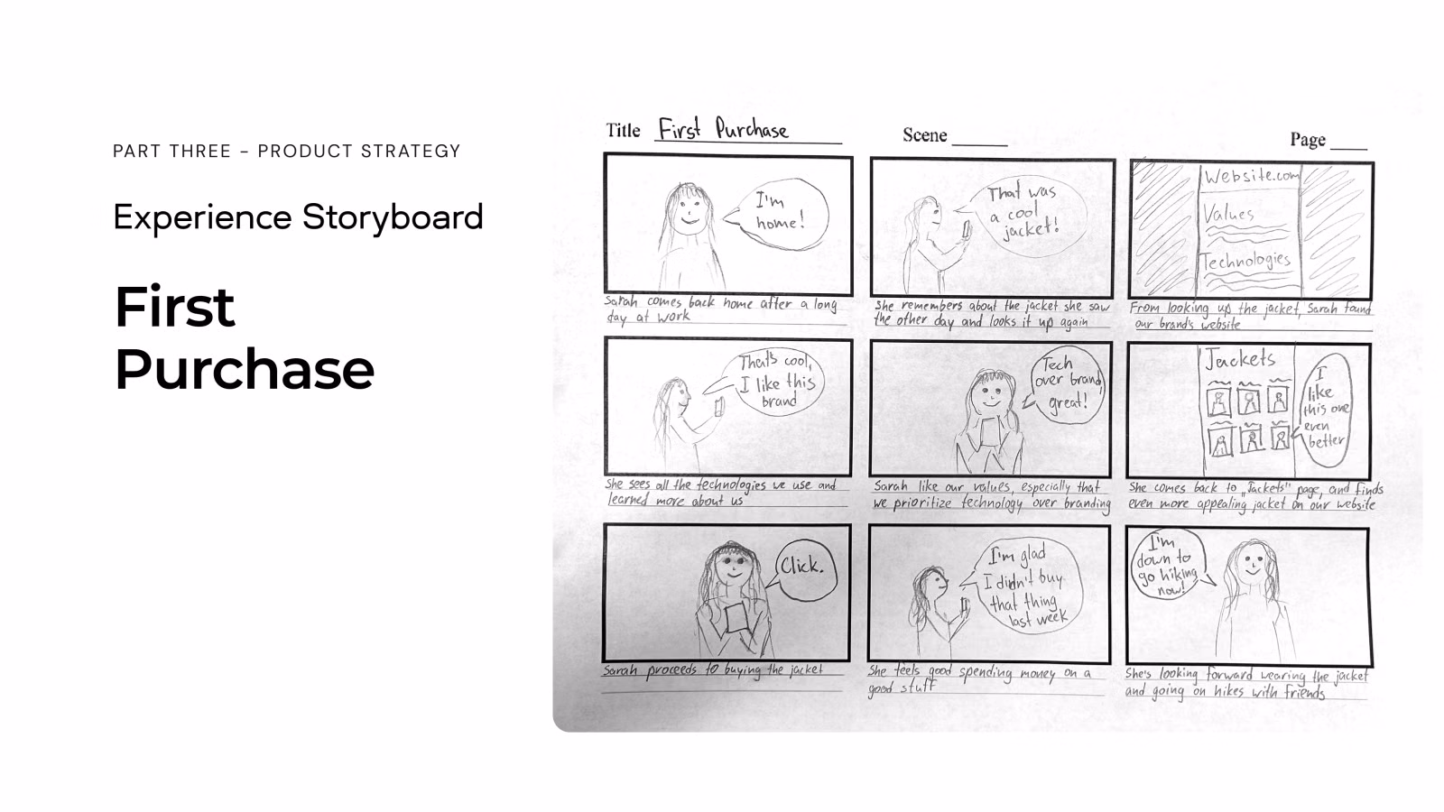 Experience storyboard: first purchase