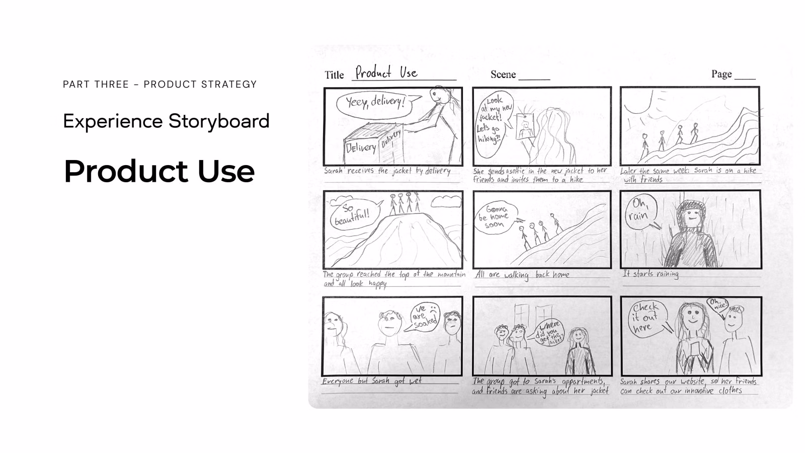 Experience storyboard: product use