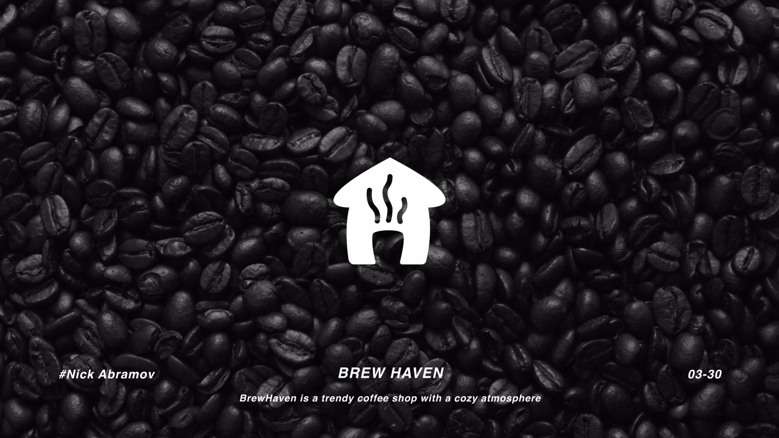 Brew Haven logo — a house-shaped "H" with rising steam, over a bed of coffee beans