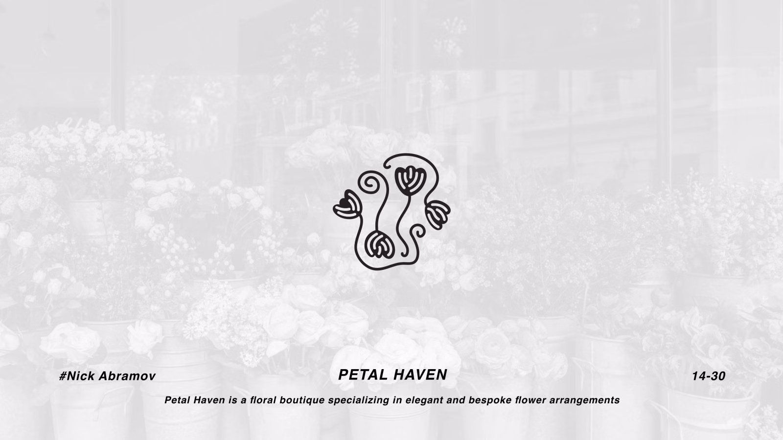 Petal Haven logo — a continuous-line drawing of tulips, in front of a flower shop