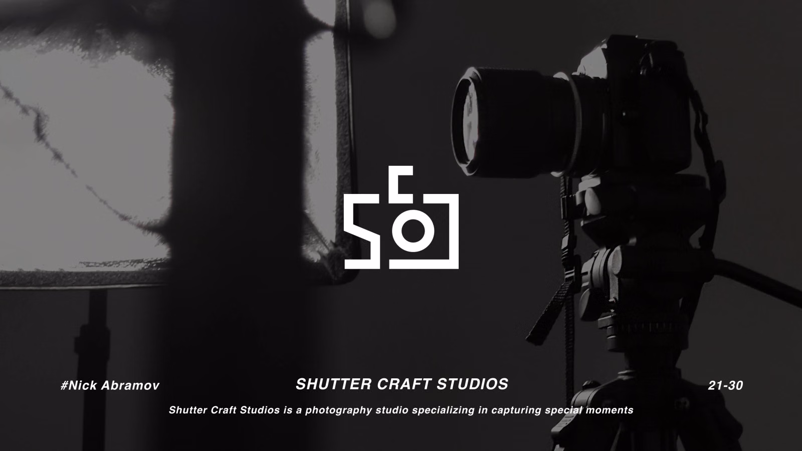 Shutter Craft Studios logo — a camera icon with an S-shaped shutter, beside a studio camera on a tripod