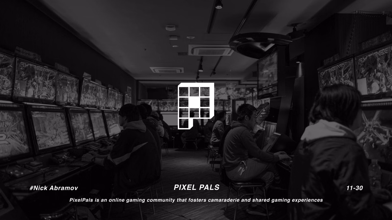 Pixel Pals logo — a "P" built from a grid of pixel squares, over a gaming arcade