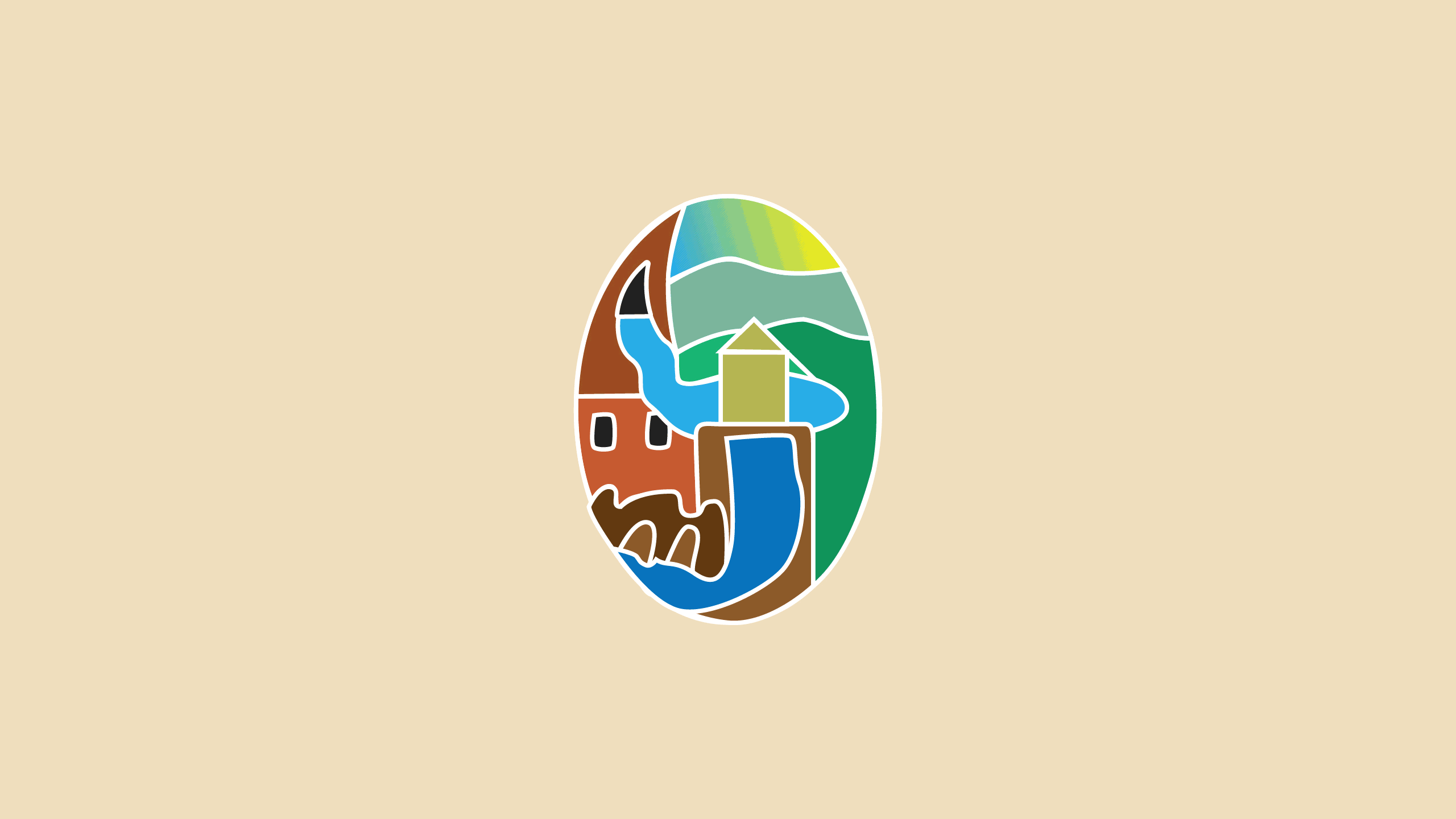 Animation of the Montreat oval badge sticker building up from flat shapes to the finished design