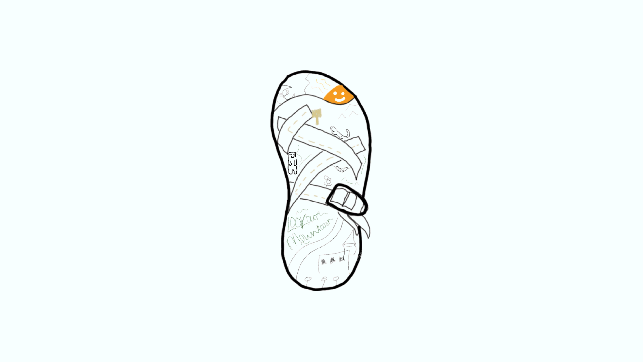 Animation of the Chaco sandal sticker being drawn, from outline to finished illustration