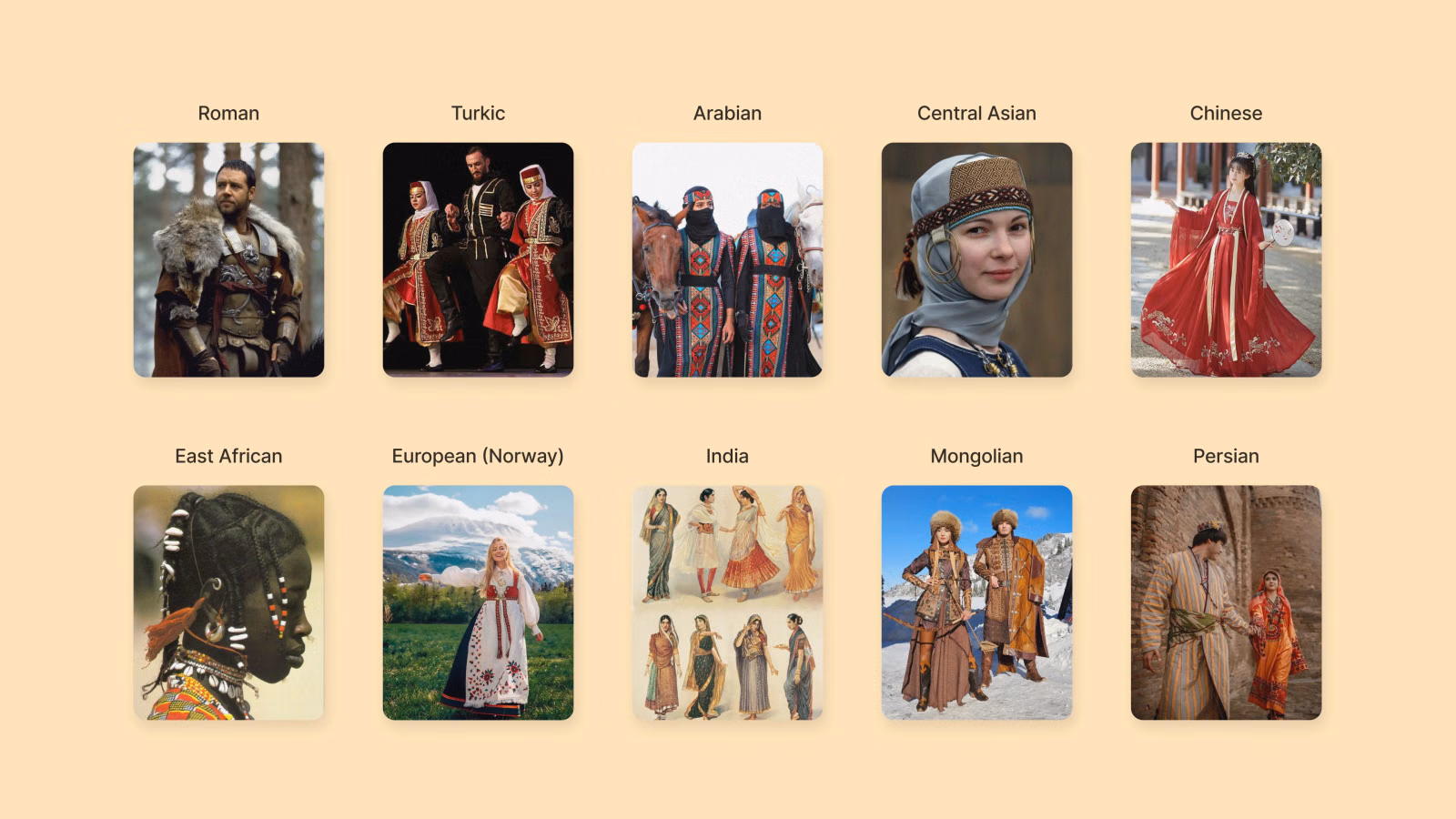 Culture Diversity – oman, Turkic, Arabian, Central Asian, Chinese, East African, European, Indian, Mongolian, and Persian people.